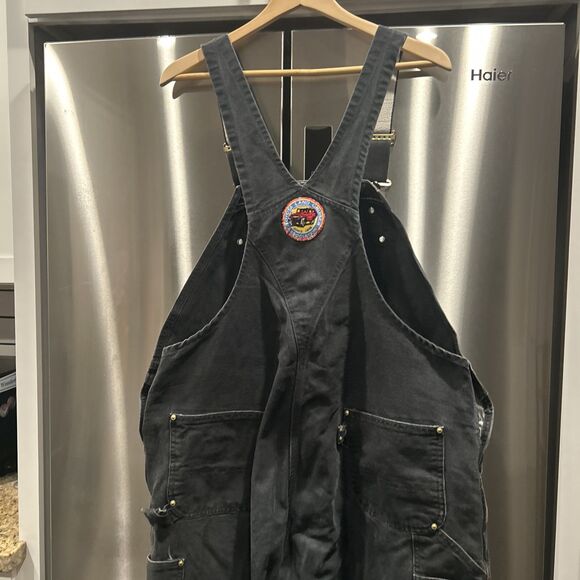 Vintage Carhartt Bib Overalls Mens 44 X 28 Black Gray Knee 90s Y2K - Picture 9 of 16